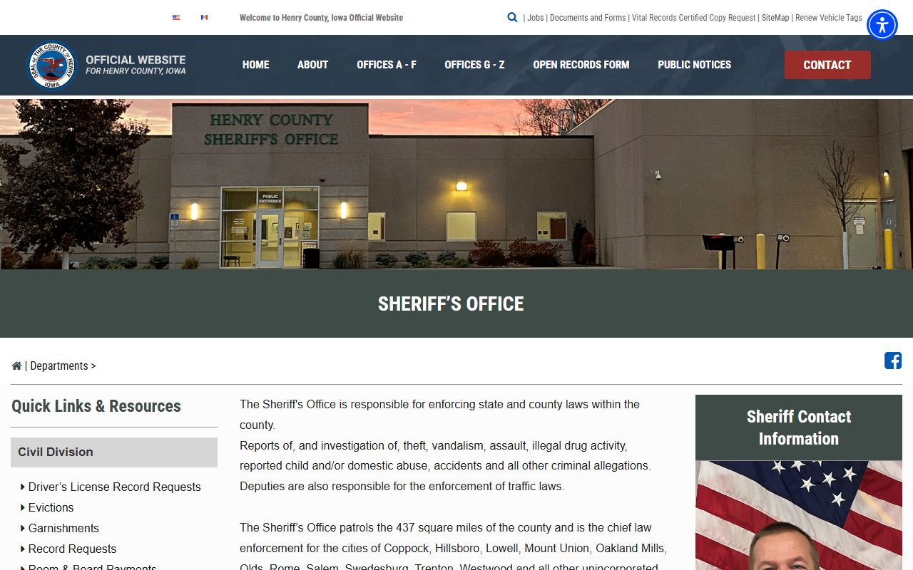 Henry County inmate records sheriff app and jail contact source