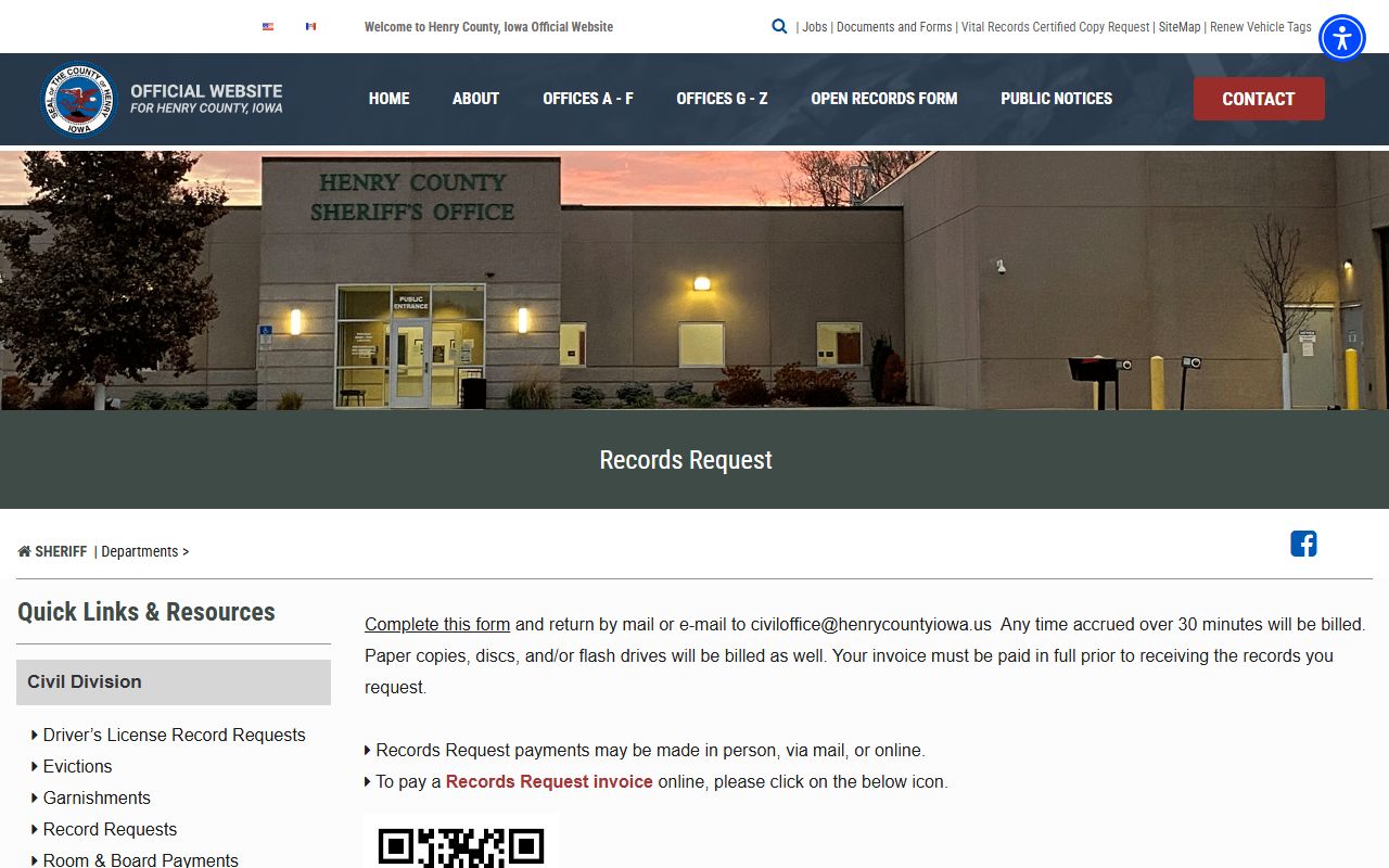 Henry County jail mugshots records request source